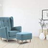 A to Z Furniture Wing Chair for Living Room Bedroom High Back Arm Chair Cushioned Lounge Chair Single Seater Sofa |Luxury Rest Chair Arm Chair (Light Blue)