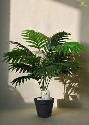 Blooming Floret Artificial Areca Palm for Home Decor/Office Decor/Gifting | Attractive Ornamental Plant | 12 Leaves | with Pot | Natural Looking Indoor Plant