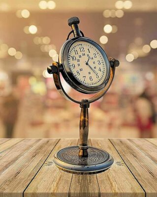 Handmade Antique Stand Brass Table Top Clock with Roman Numbers Nautical Style Home & Office Decor Gift Item