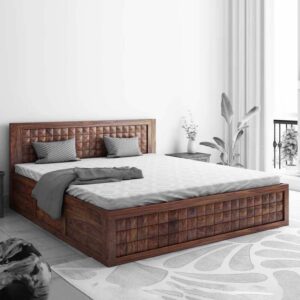 Dreamer Queen Size Bed With Drawer Storage In Teak Finish